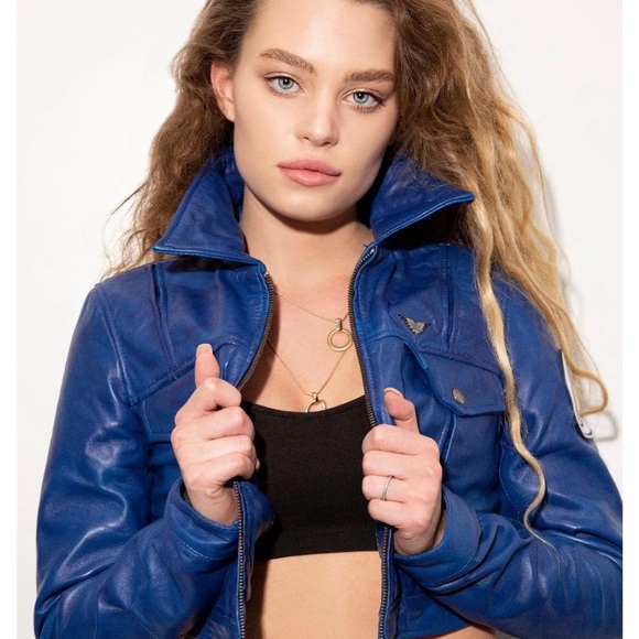 Womens Future Trunks Capsule Corp DB Purple Blue Leather Jacket - LUCA Designs - Picture 2 of 16